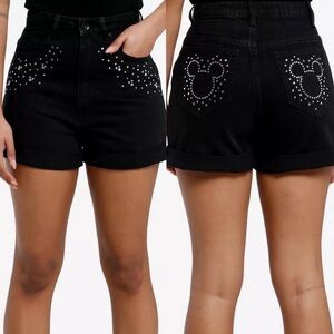 Her Universe Disney Mickey Mouse Rhinestone Mom Black Shorts